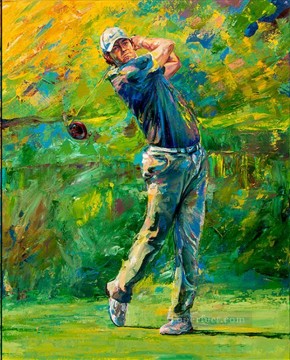 Sport Painting - impressionism green golfer